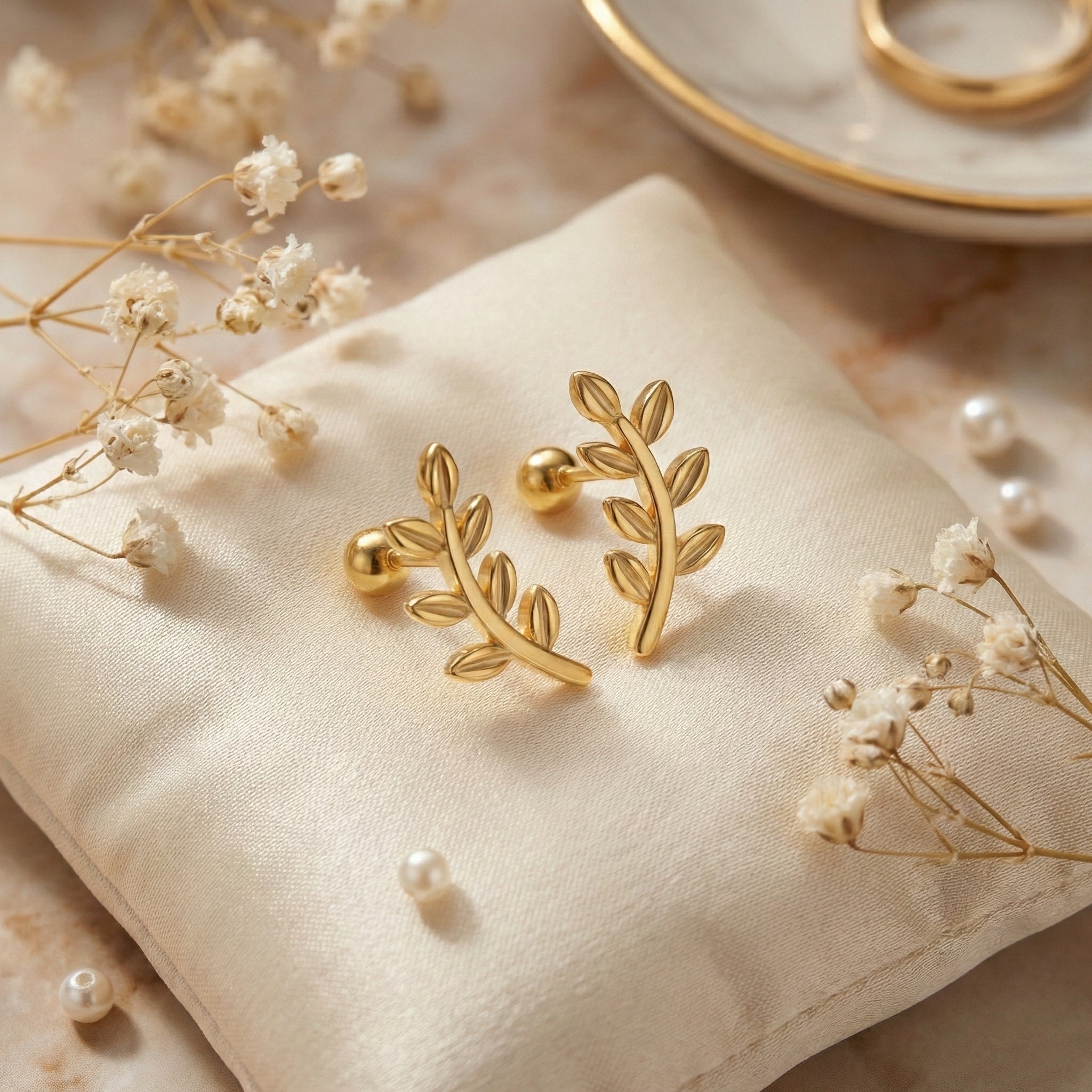 Barakah Sakinah Leaf Earrings