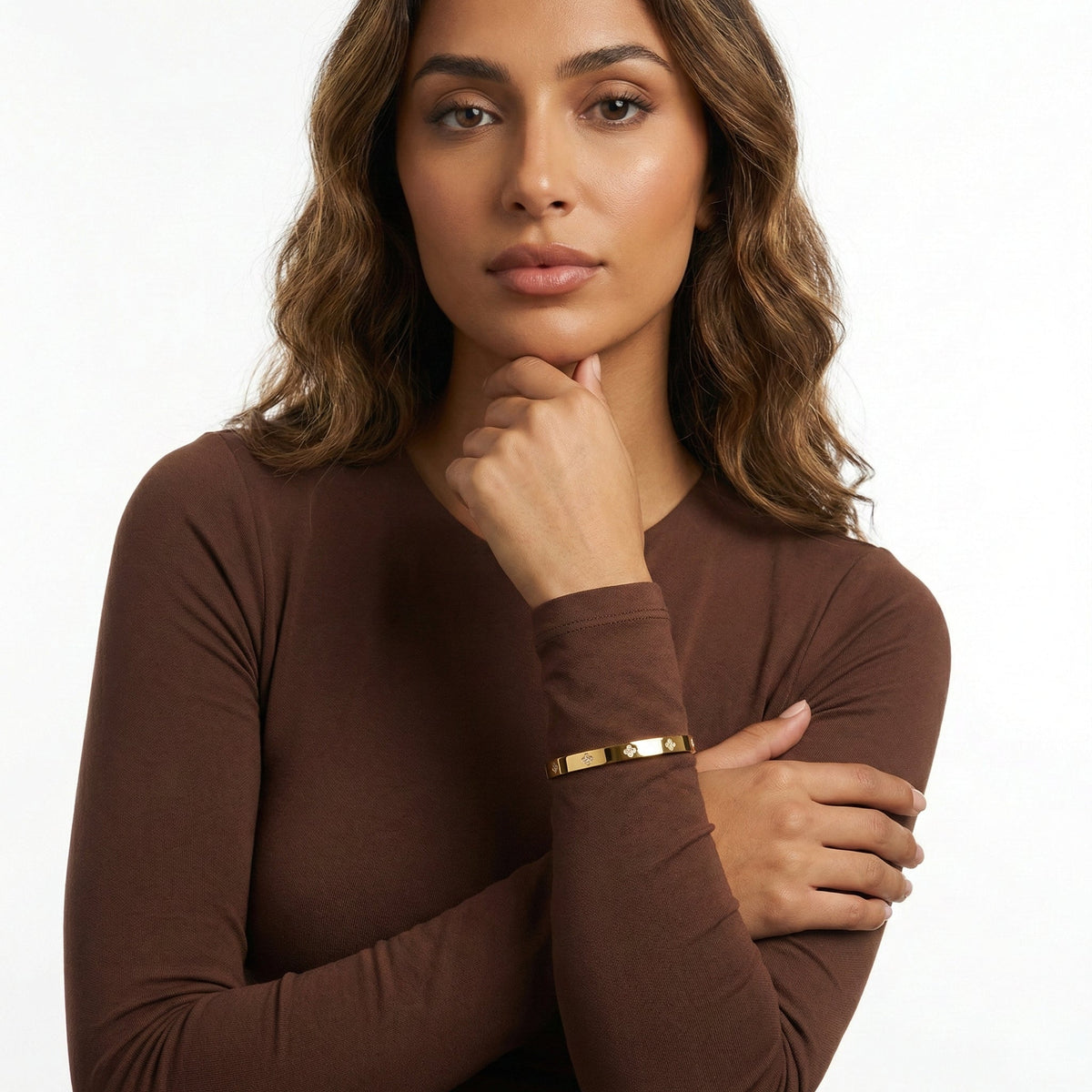 Gold Clover Bangle