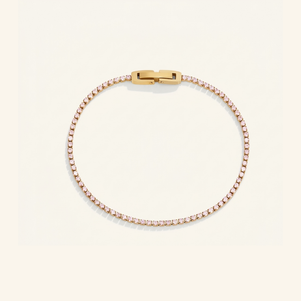 Kiera Gold Pink Crystal Bracelet